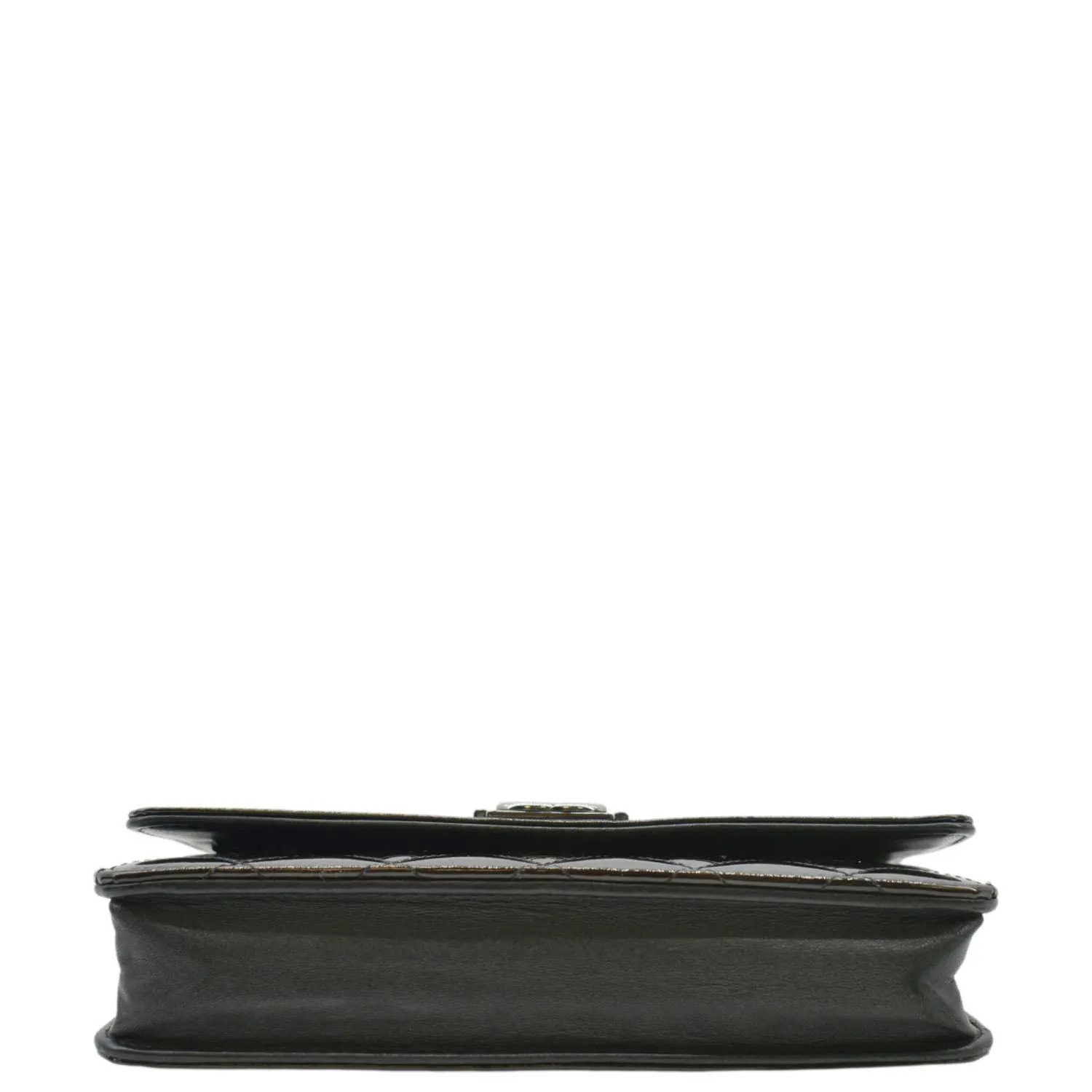 CHANEL Boy WOC Quilted Patent Leather Wallet On Chain Shoulder Bag Black
