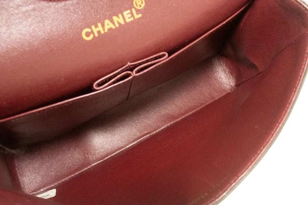 CHANEL Classic Double Flap 10" Chain Shoulder Bag Black Lambskin p36