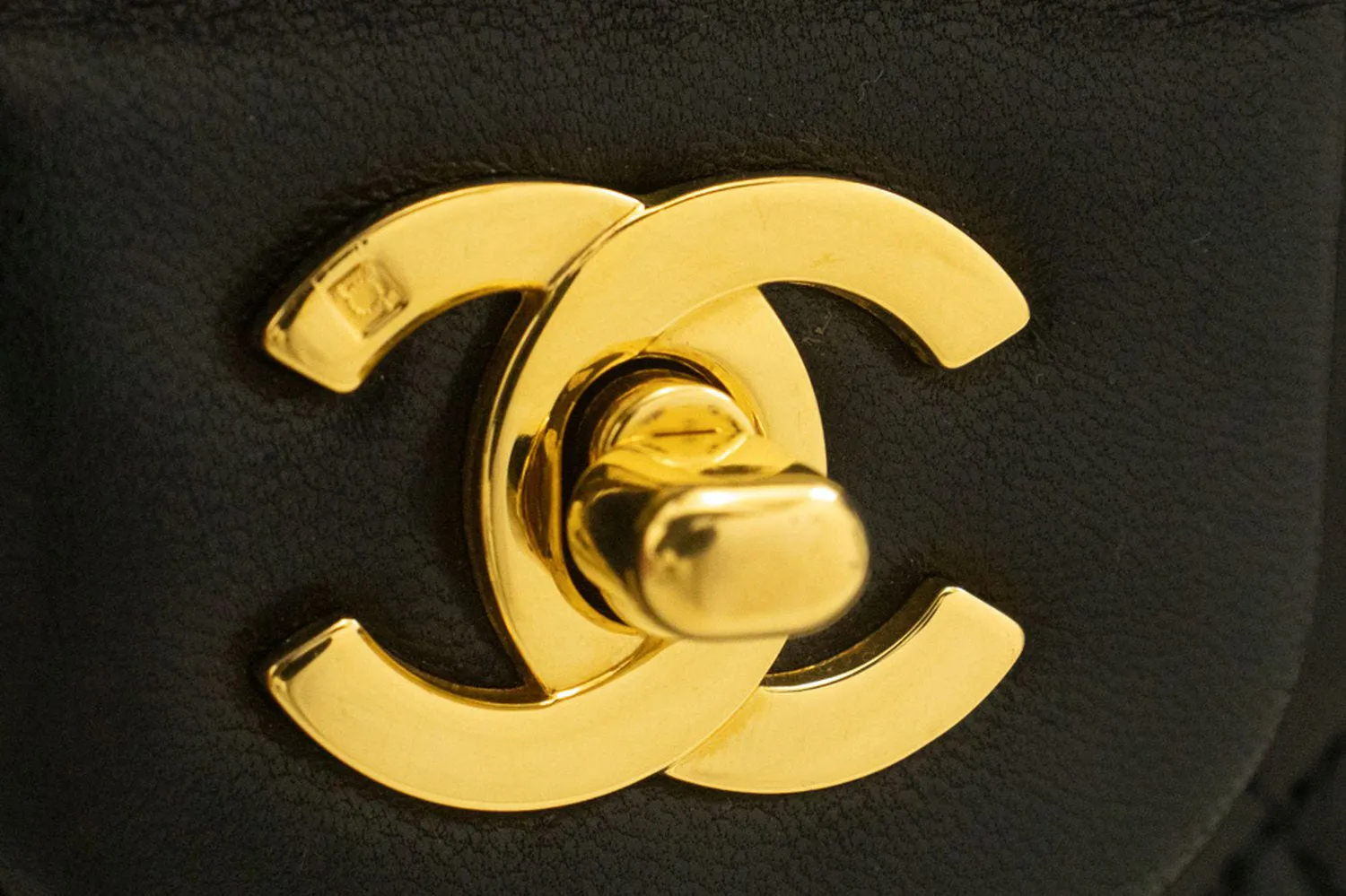 CHANEL Classic Double Flap 10" Chain Shoulder Bag Black Lambskin p36