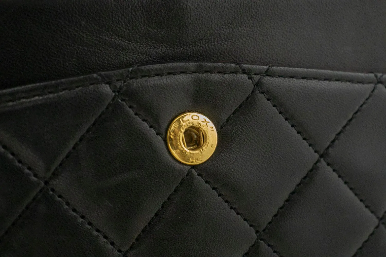 CHANEL Classic Double Flap 9" Chain Shoulder Bag Black Lambskin n92