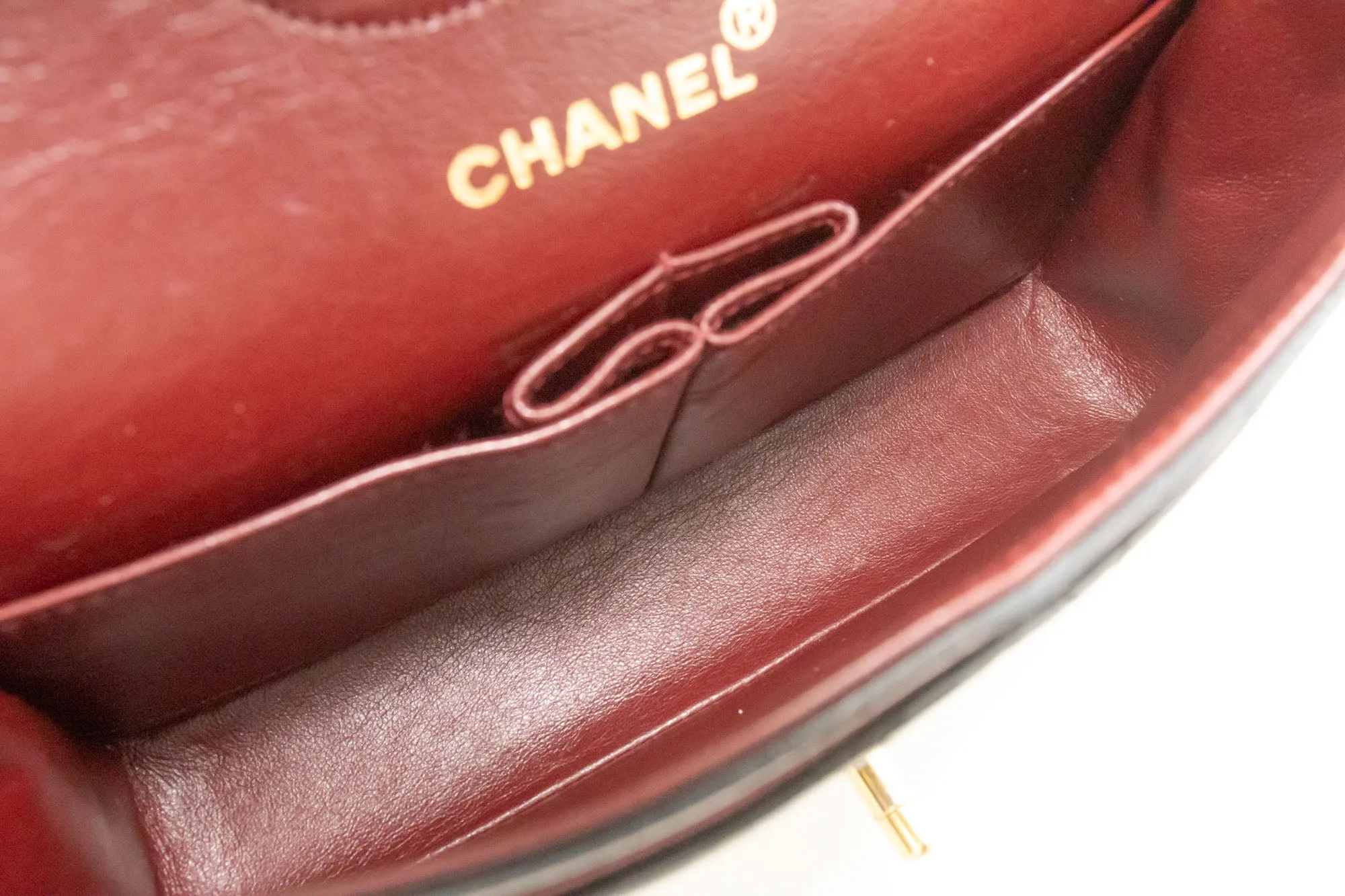CHANEL Classic Double Flap 9" Chain Shoulder Bag Black Lambskin n92