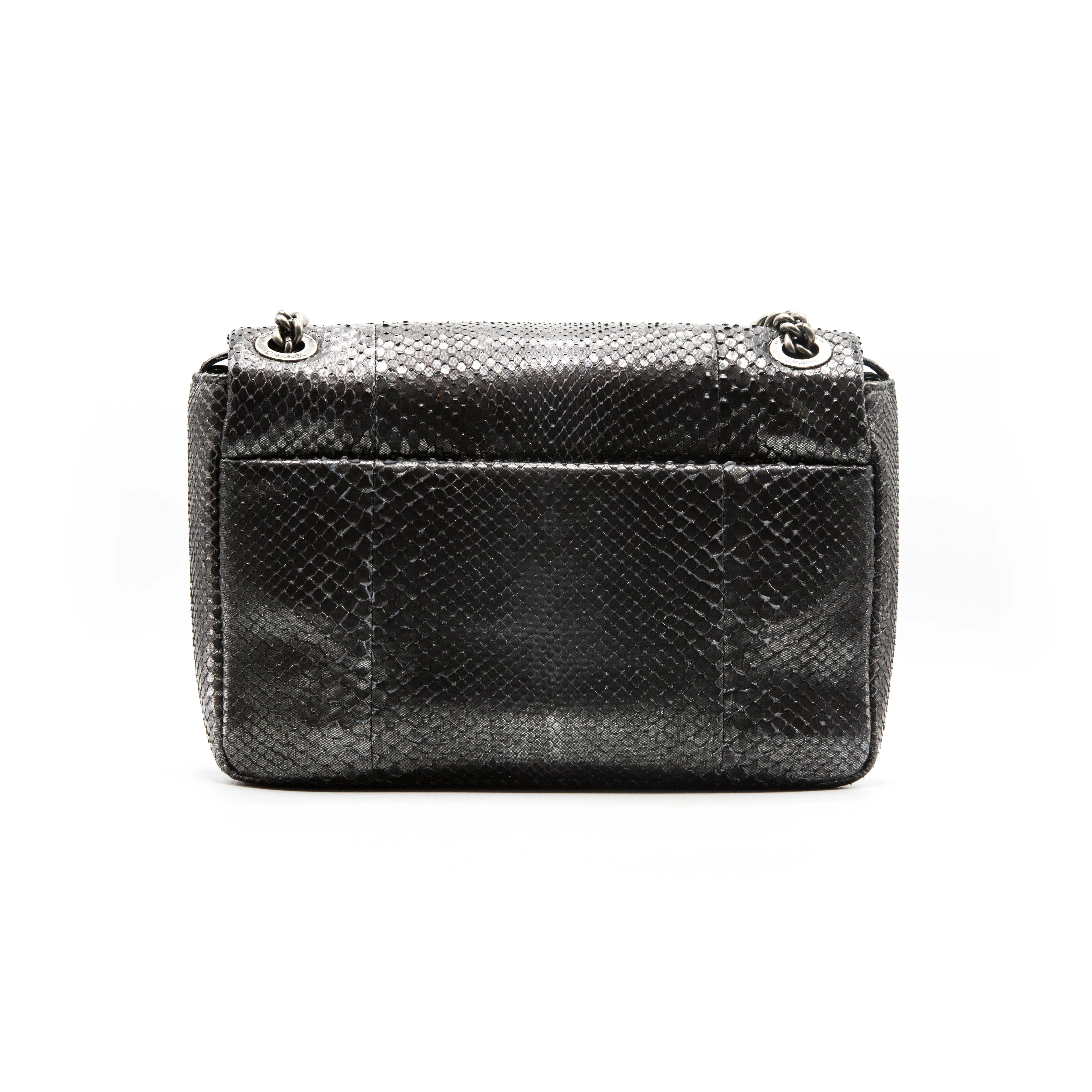 Chanel Grey Metallic Python Shanghai Bag