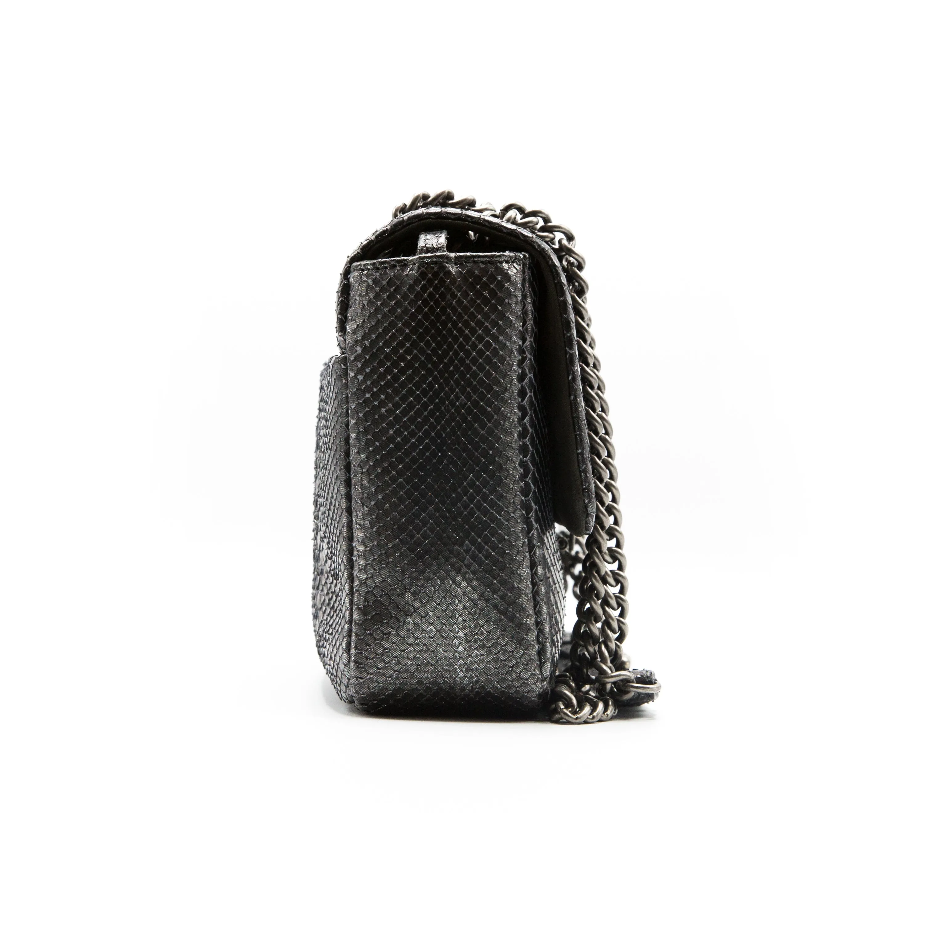 Chanel Grey Metallic Python Shanghai Bag