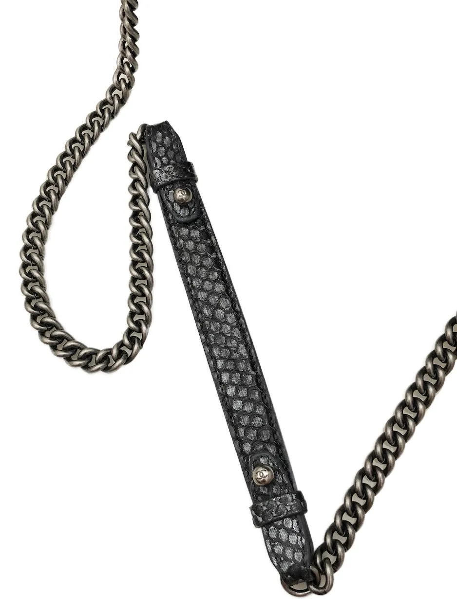 Chanel Grey Metallic Python Shanghai Bag