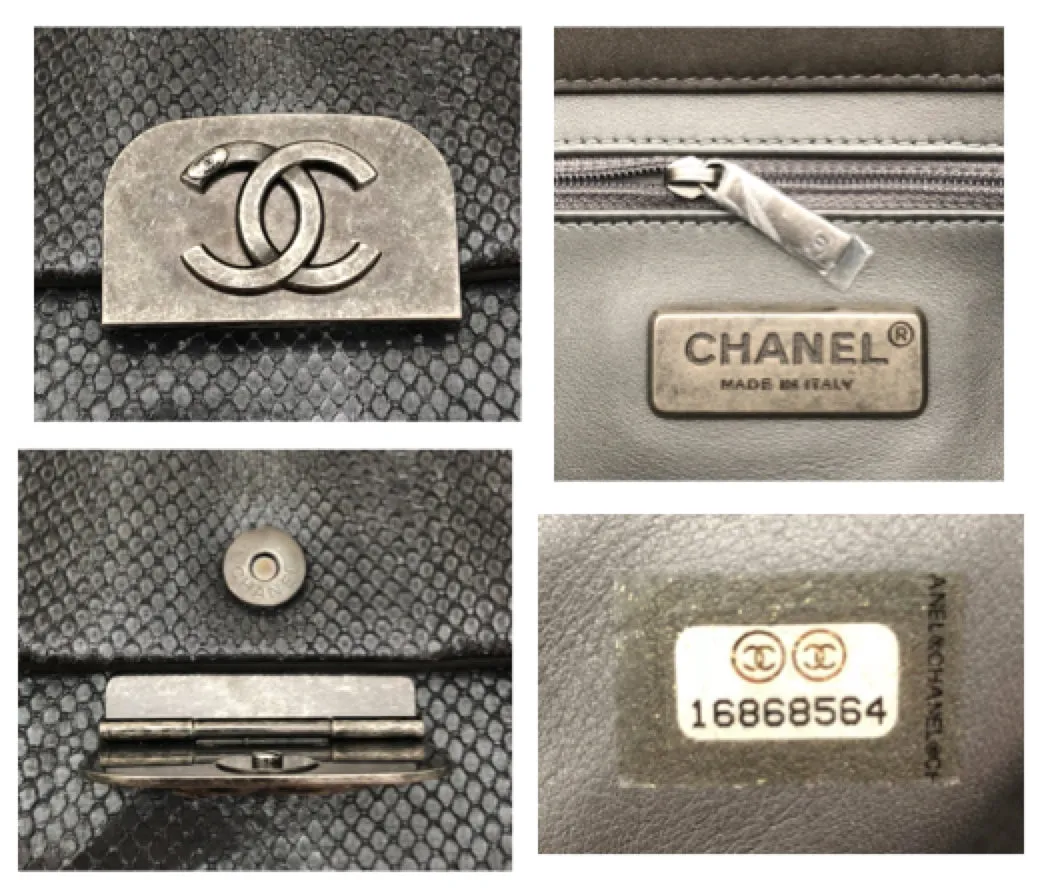 Chanel Grey Metallic Python Shanghai Bag