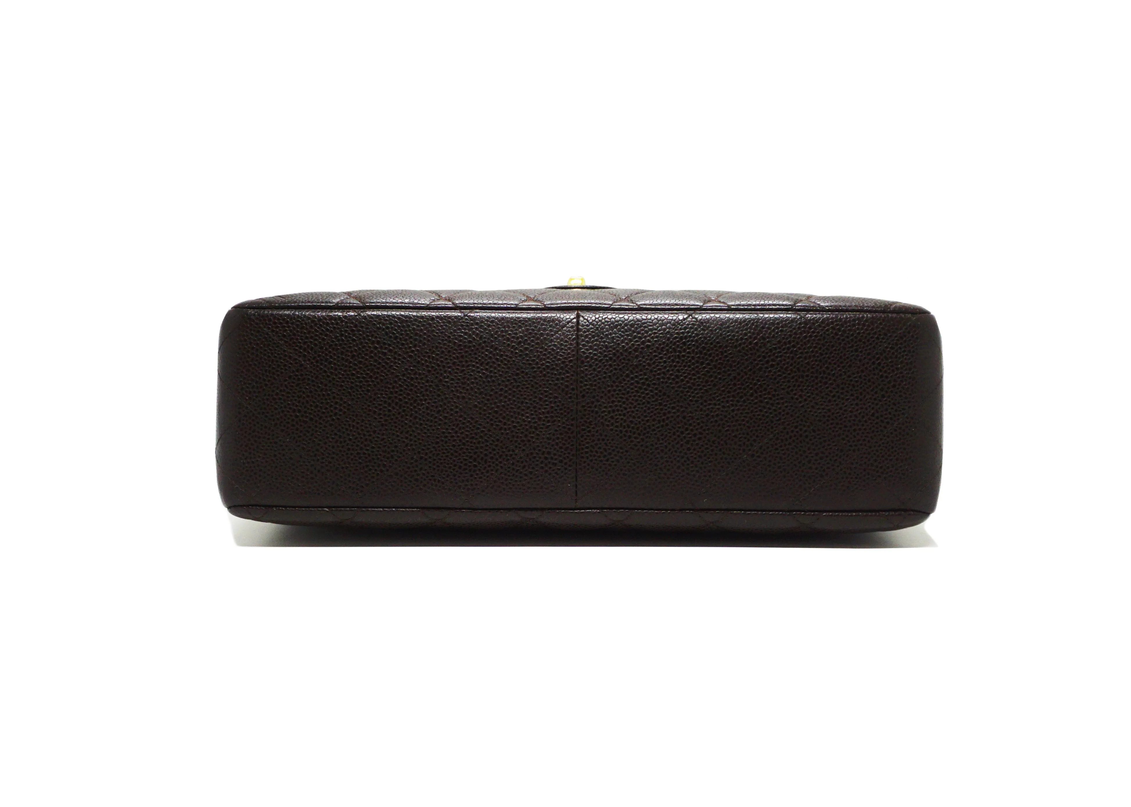 Chanel Vintage Brown Caviar Classic Single Flap Jumbo