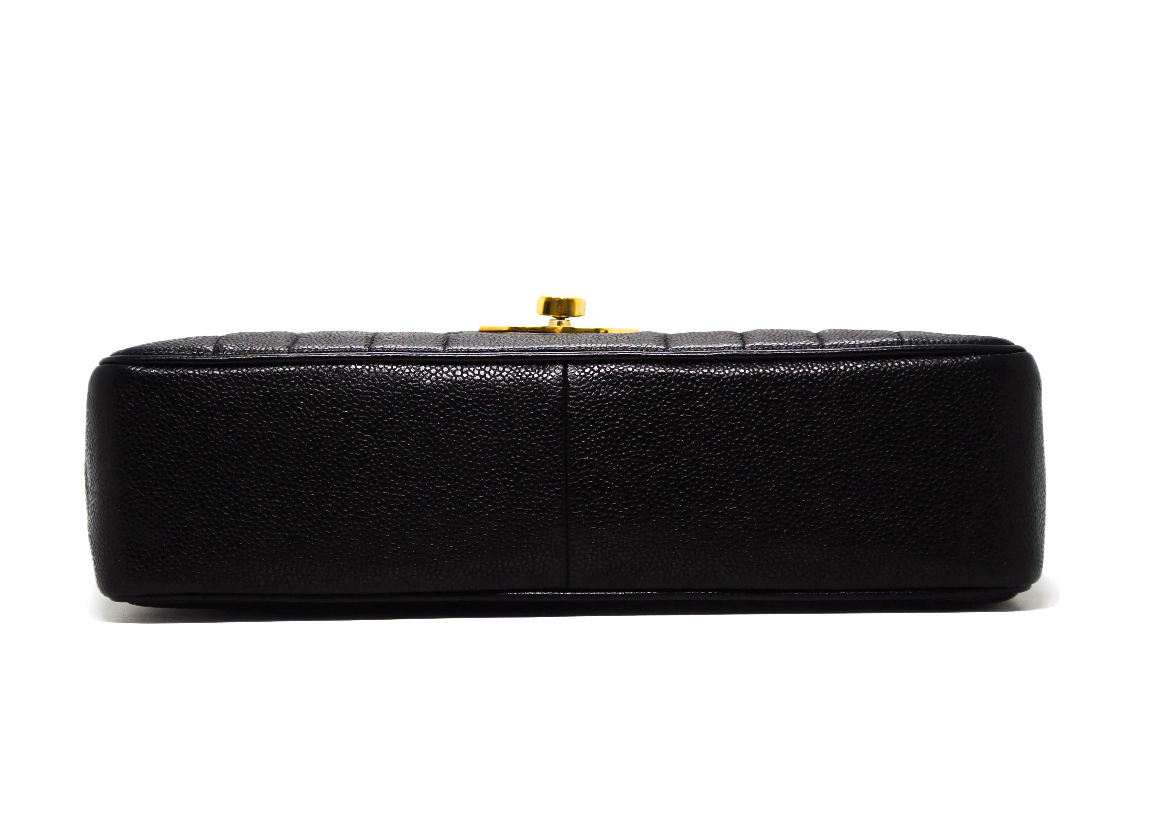 Chanel Vintage Rare Black Caviar Vertical Quilted Jumbo