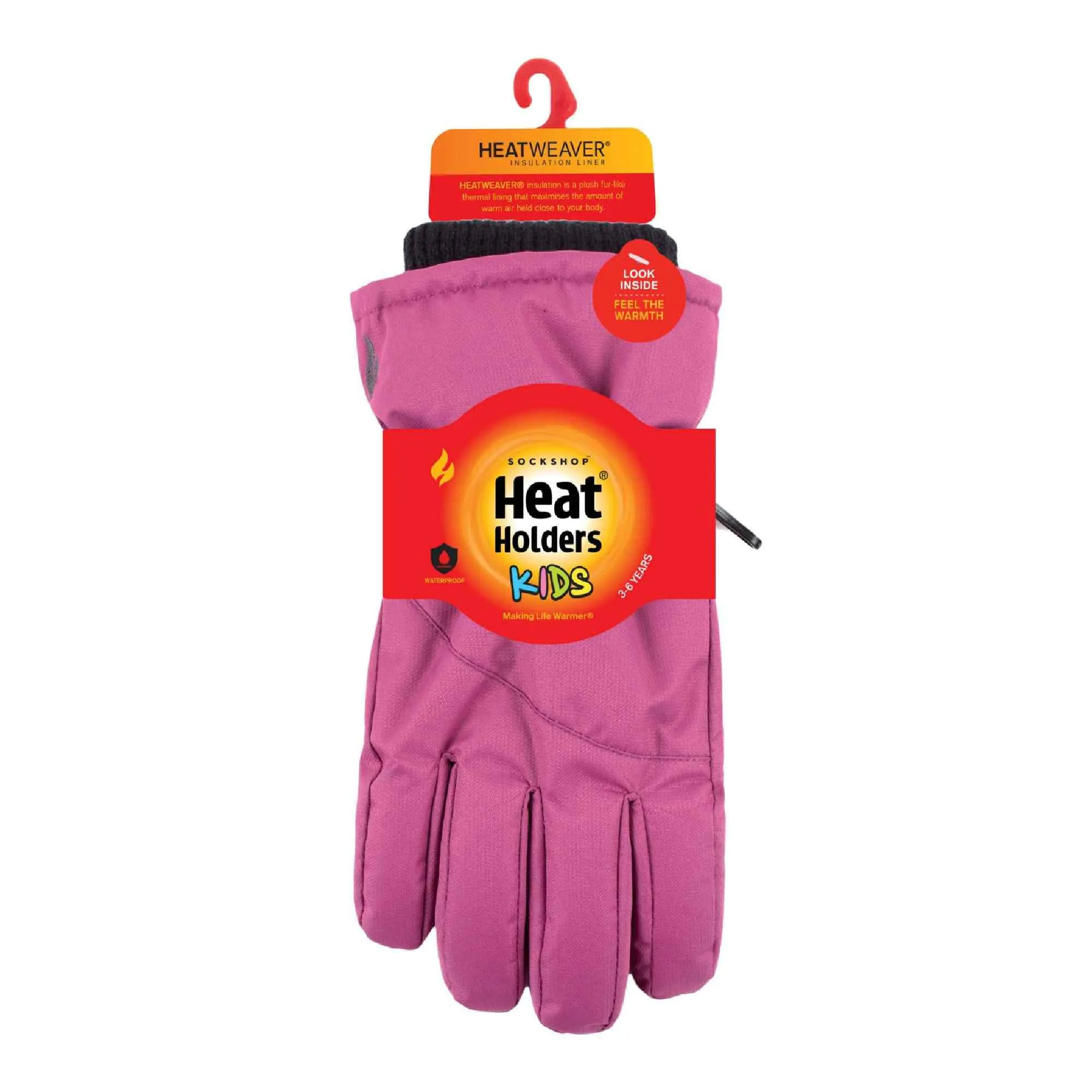 Childrens Pink Winter Fleece Lined Waterproof Thermal Snow Ski Gloves