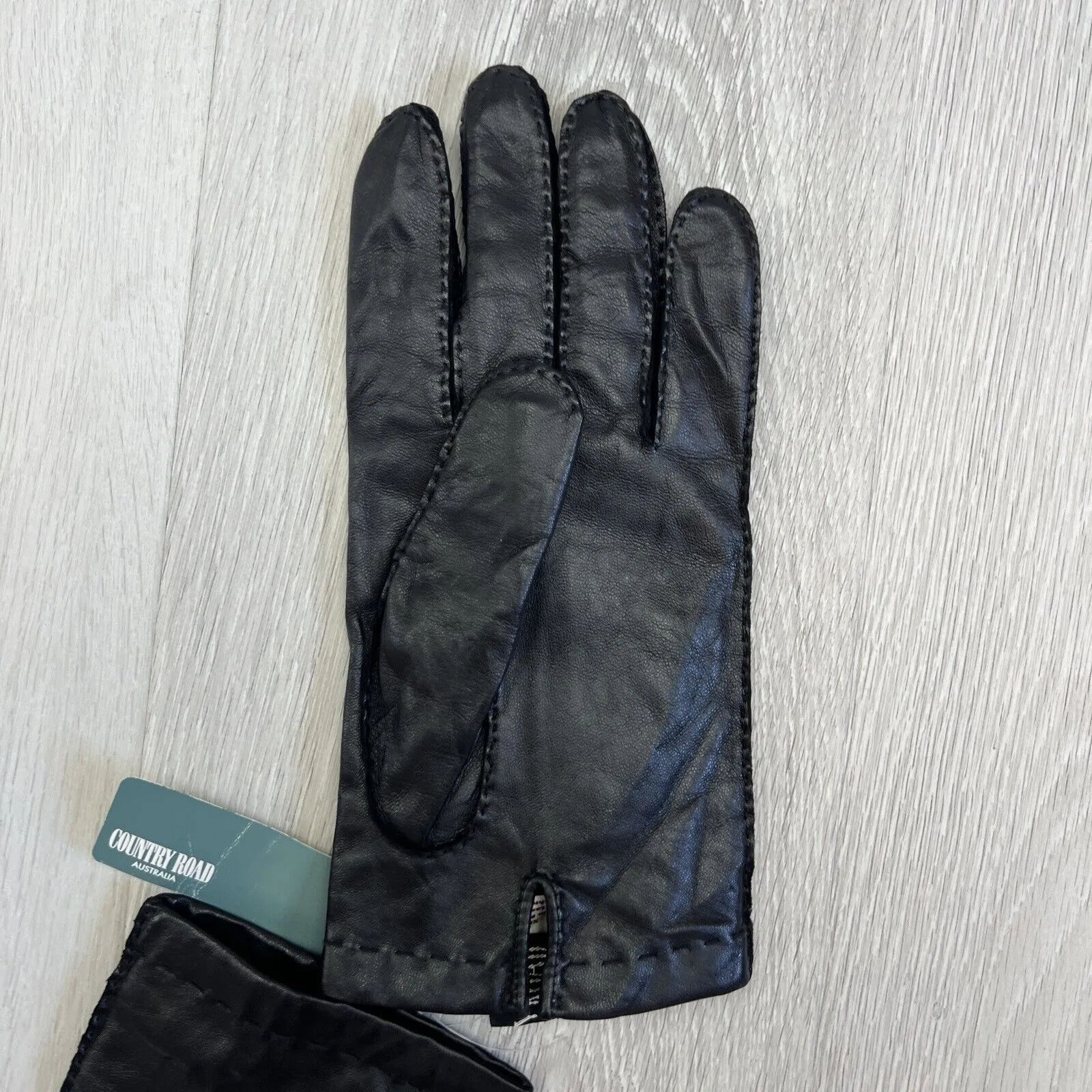 Country Road New Vintage Mens Black Leather & Cashmere Gloves Size XL (New)