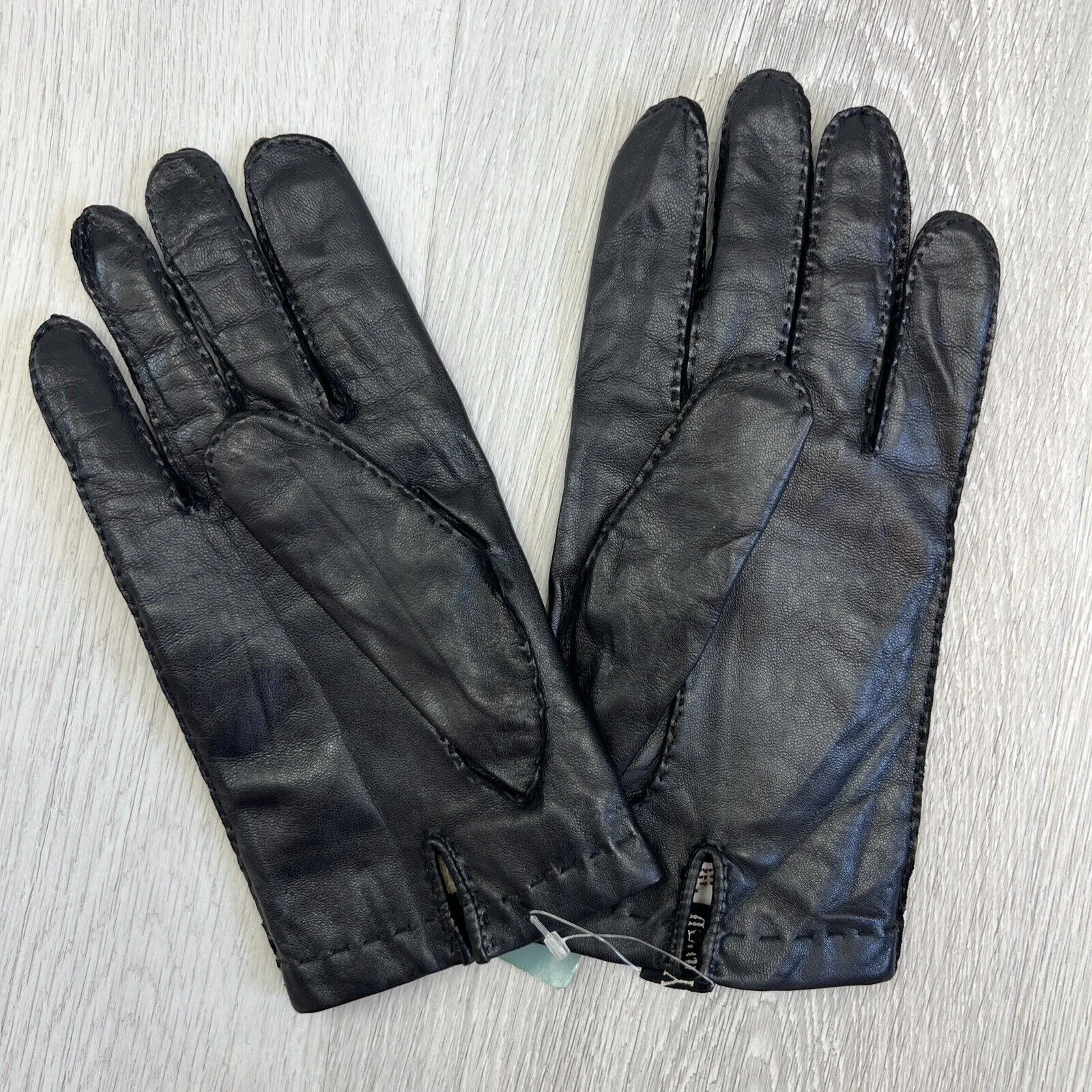Country Road New Vintage Mens Black Leather & Cashmere Gloves Size XL (New)