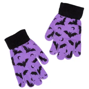 Crazy Pastel Bat Lady Winter Knit Gloves