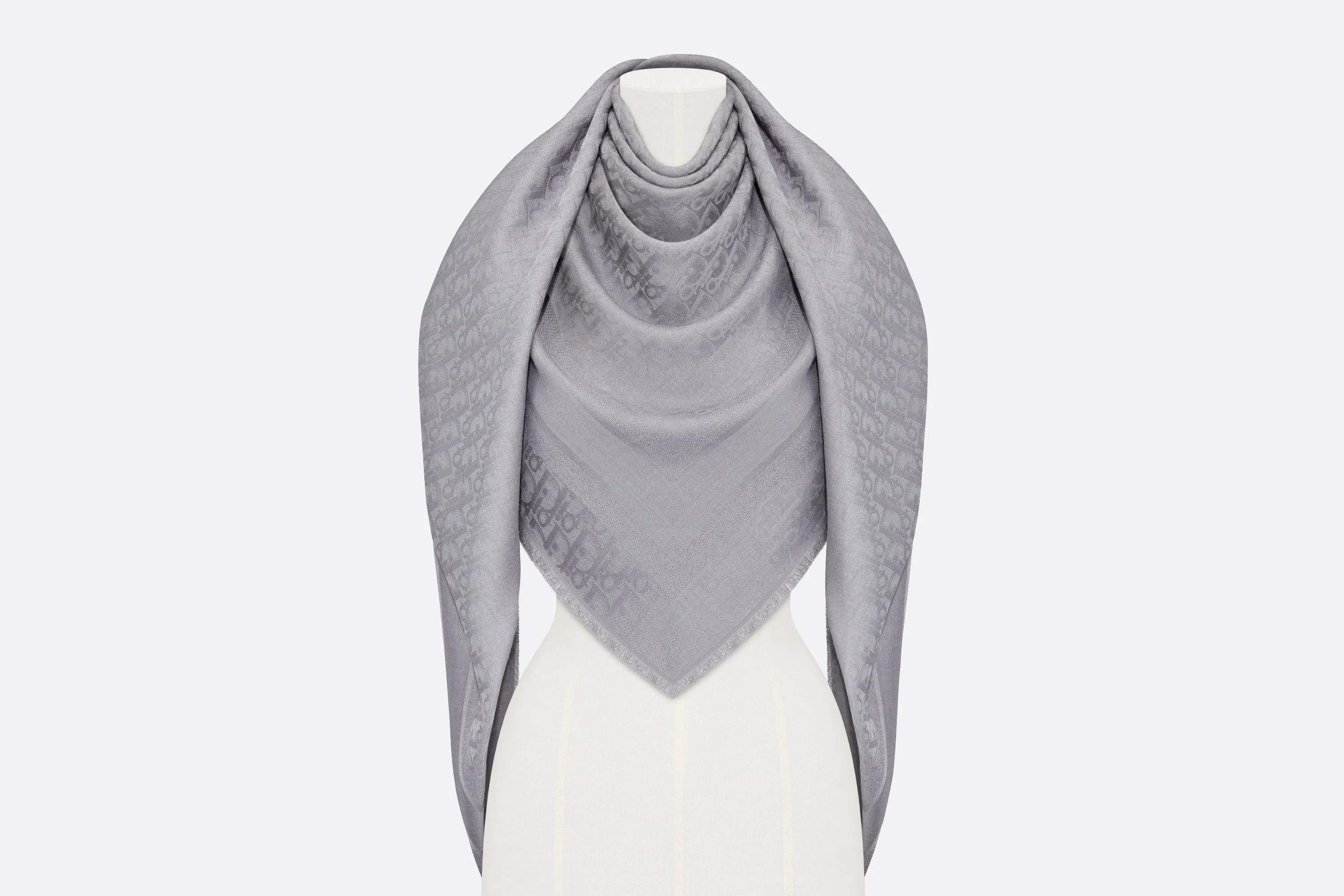 D-Oblique Shawl • Gray Wool, Silk and Cashmere