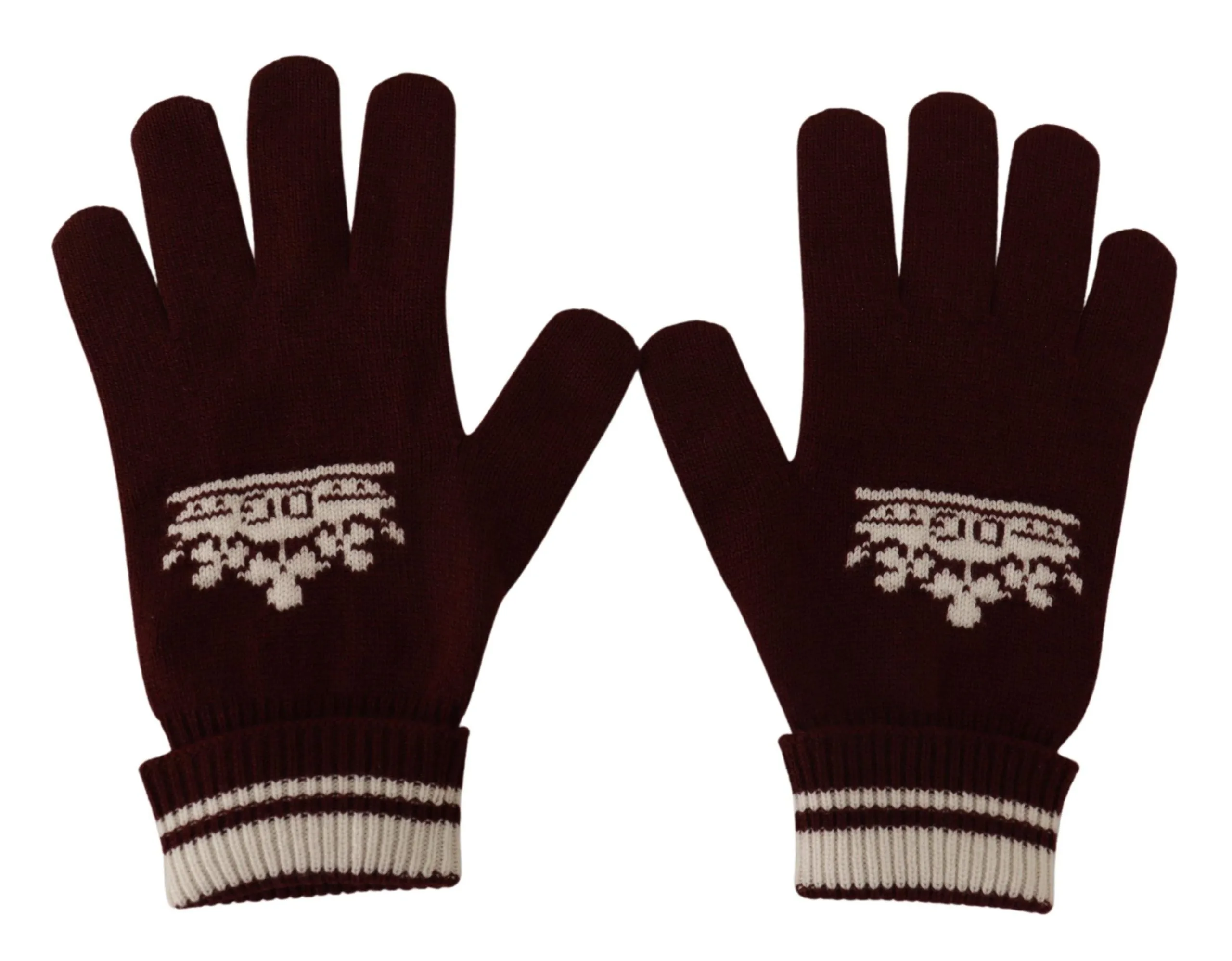 Dolce & Gabbana Elegant Red Cashmere Gloves With Crown Motif
