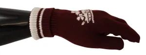 Dolce & Gabbana Elegant Red Cashmere Gloves With Crown Motif