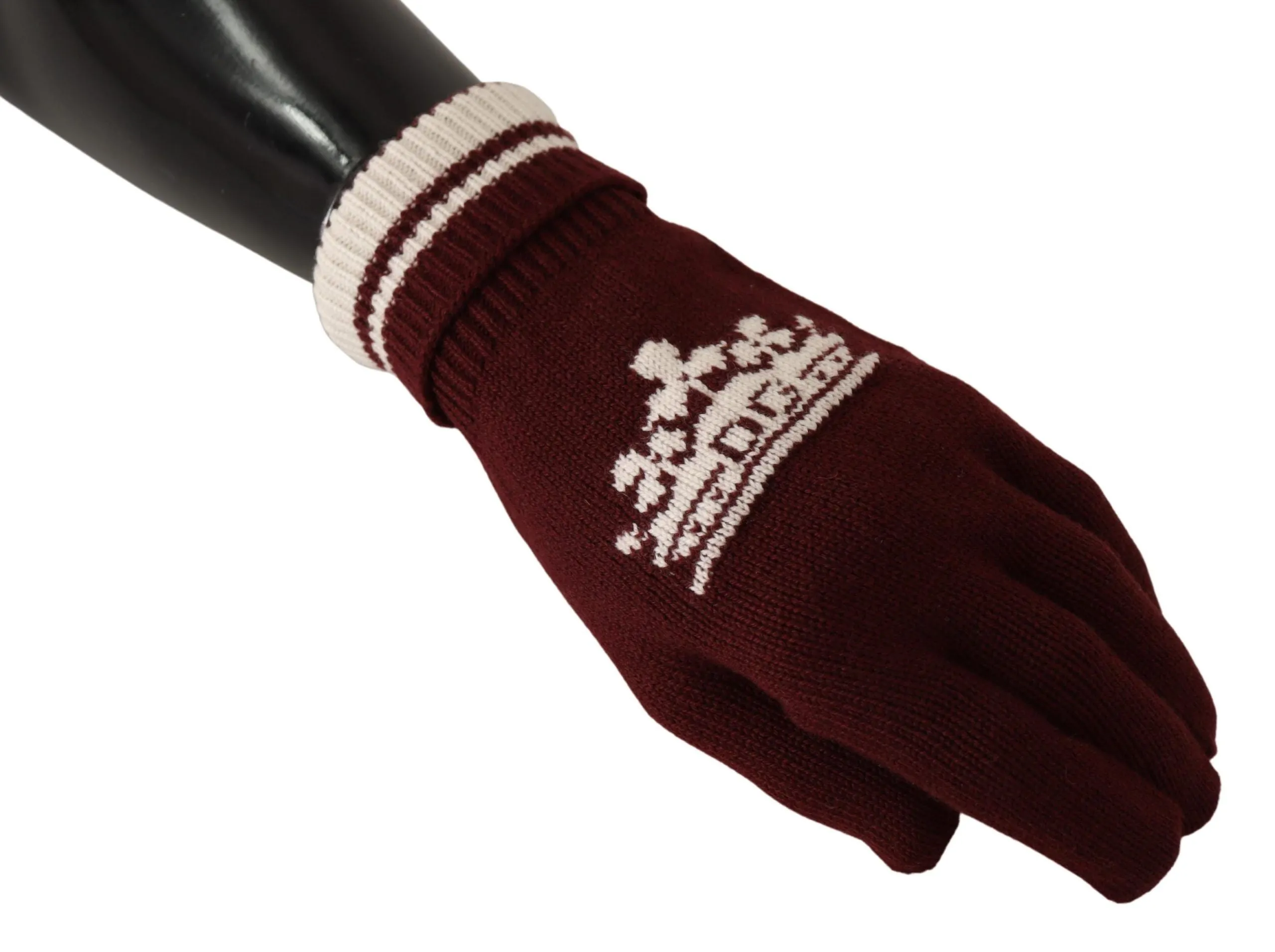 Dolce & Gabbana Elegant Red Cashmere Gloves With Crown Motif
