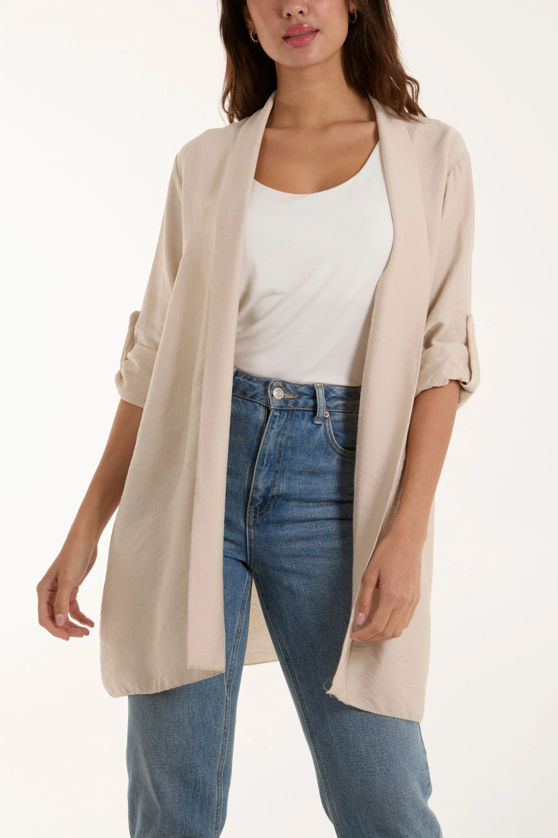 Edge To Edge Roll Back Sleeve Jacket