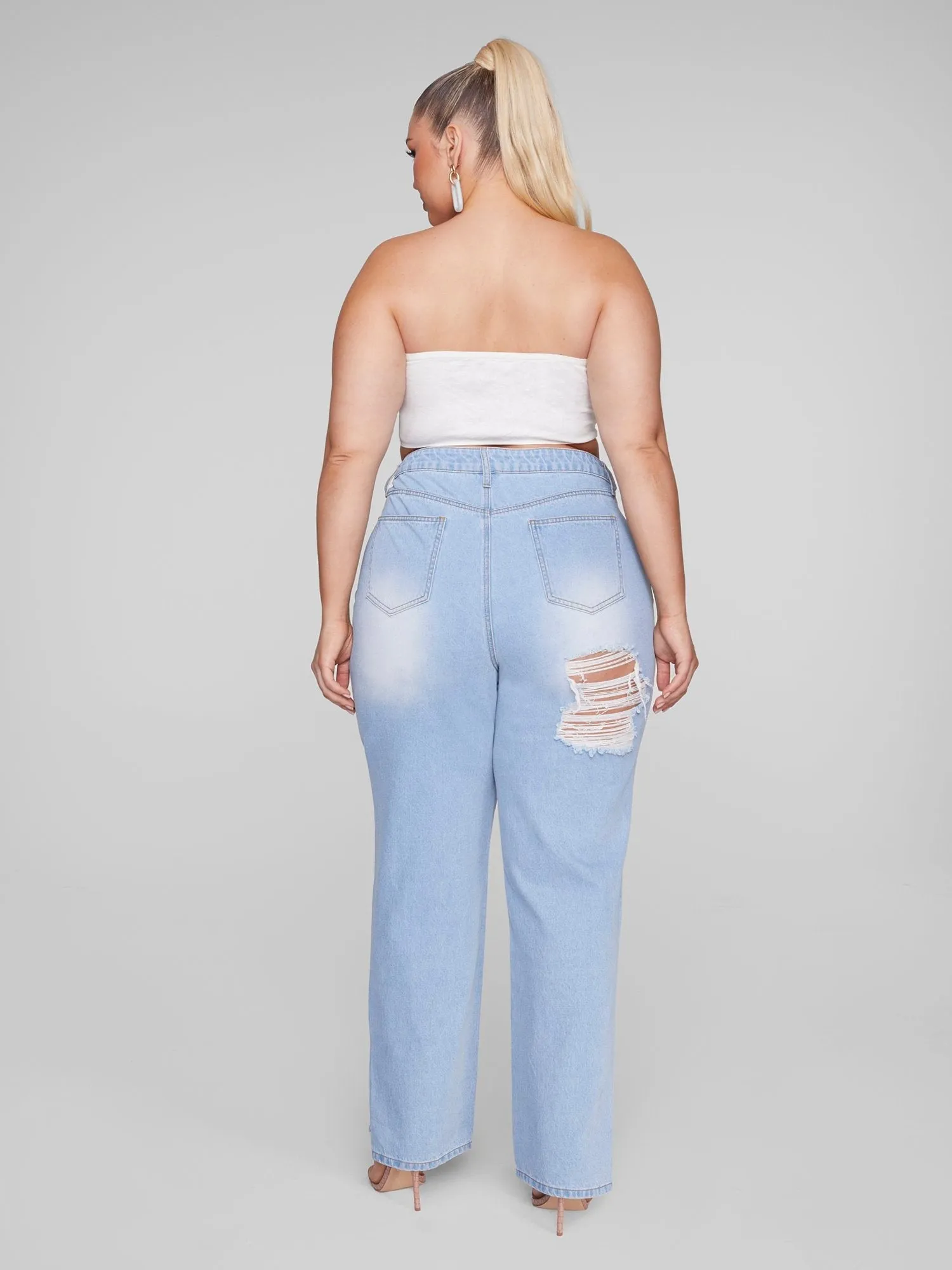 Fashion To Figure - Destructed Light Wash Straight Leg Jeans