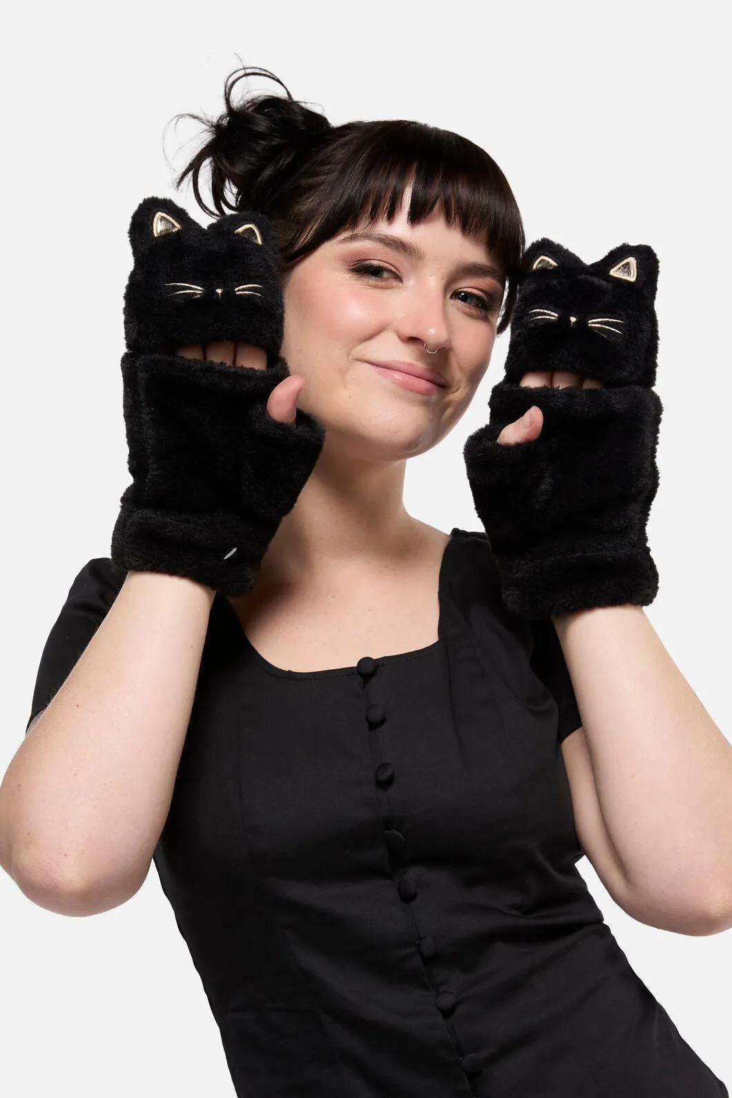 Faux Fur Cat Mitten Gloves