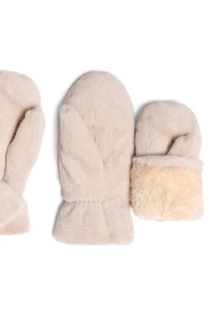 Faux Fur Lining Mitten Gloves