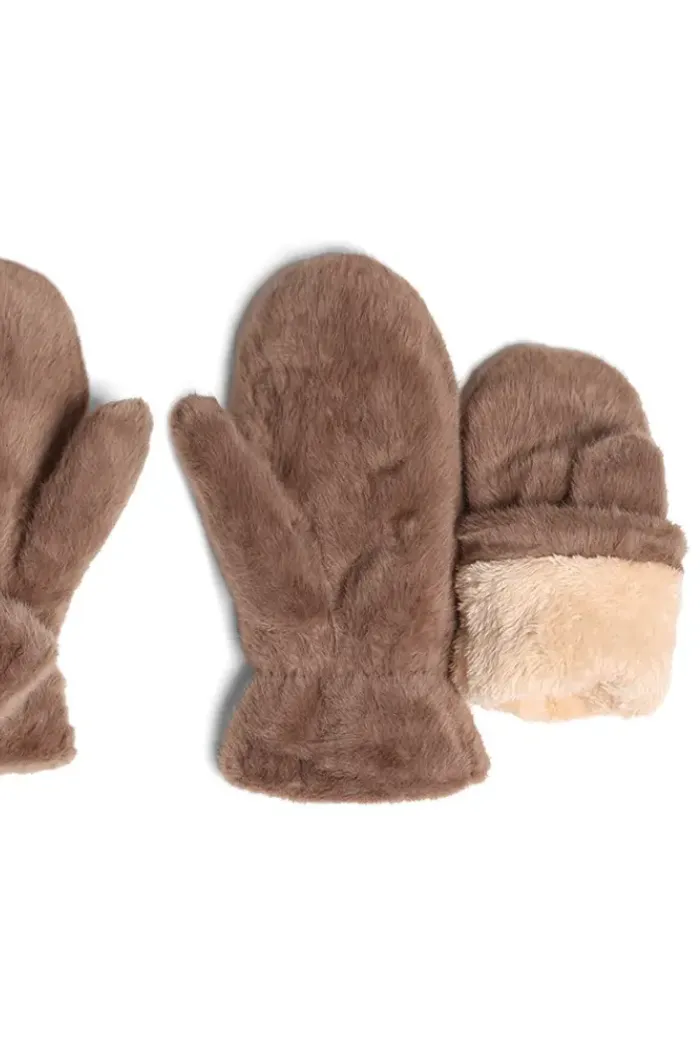 Faux Fur Lining Mitten Gloves