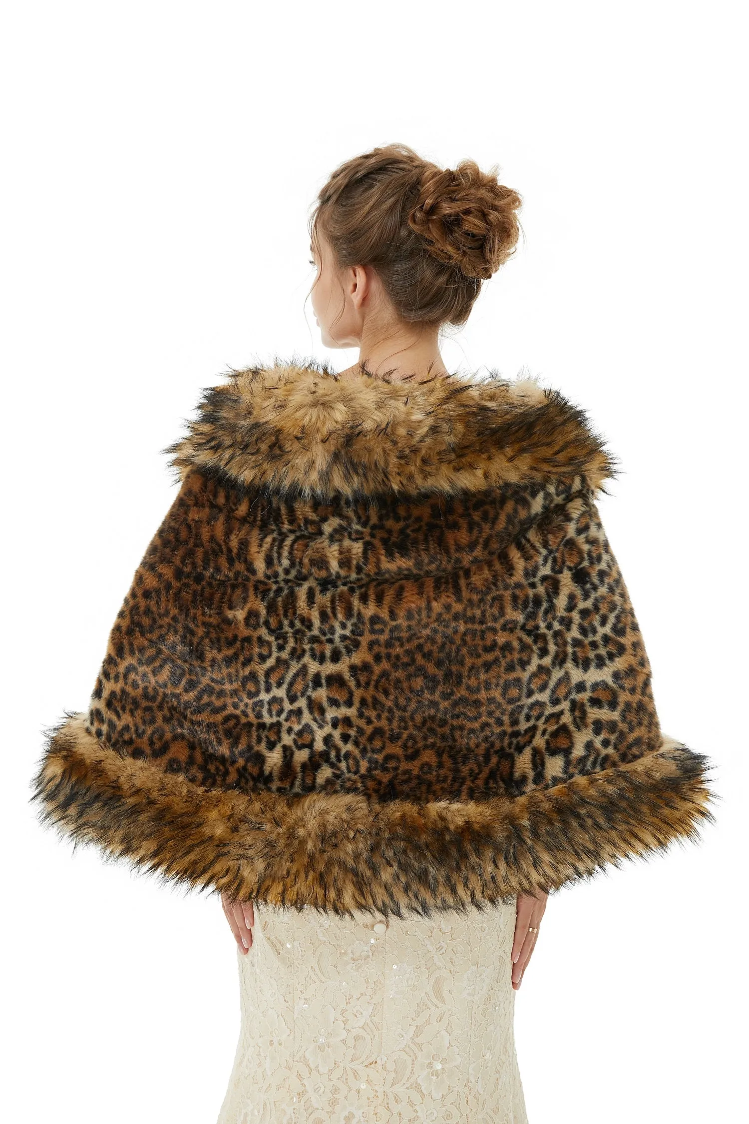 Faux Fur Stole Wedding Angora Bridal Leopard Winter Wrap