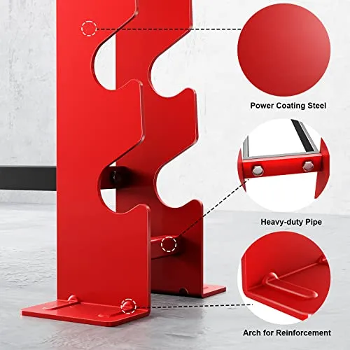 FISUP Weight Rack for Dumbbells, Dumbbell Rack Stand Only 450LBS Capacity Weight Rack for Home Gym Strength Training Dumbbell Racks Red and Black 5 Tier