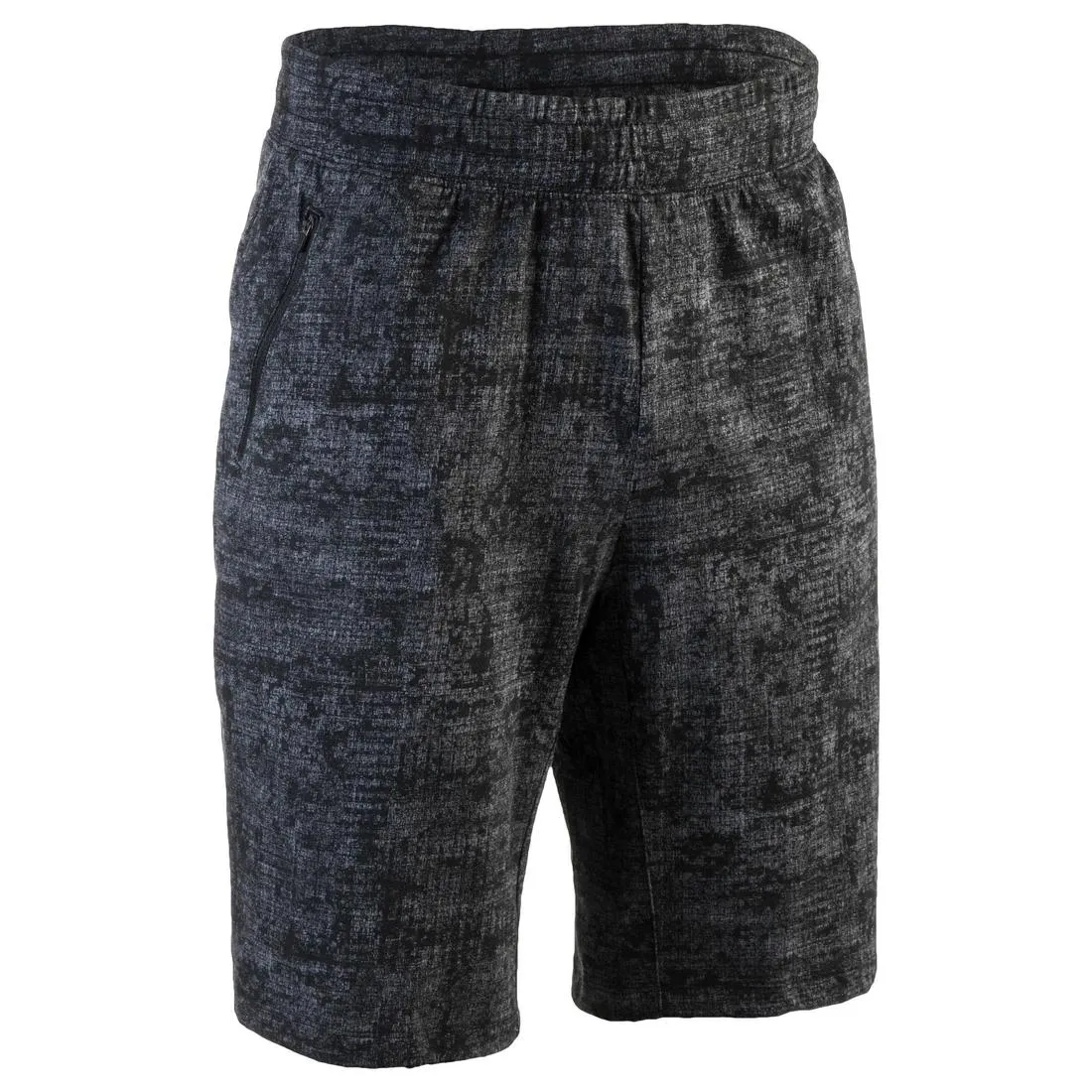 Fitness Long Slim-Fit Stretch Cotton Shorts with Zip Pockets