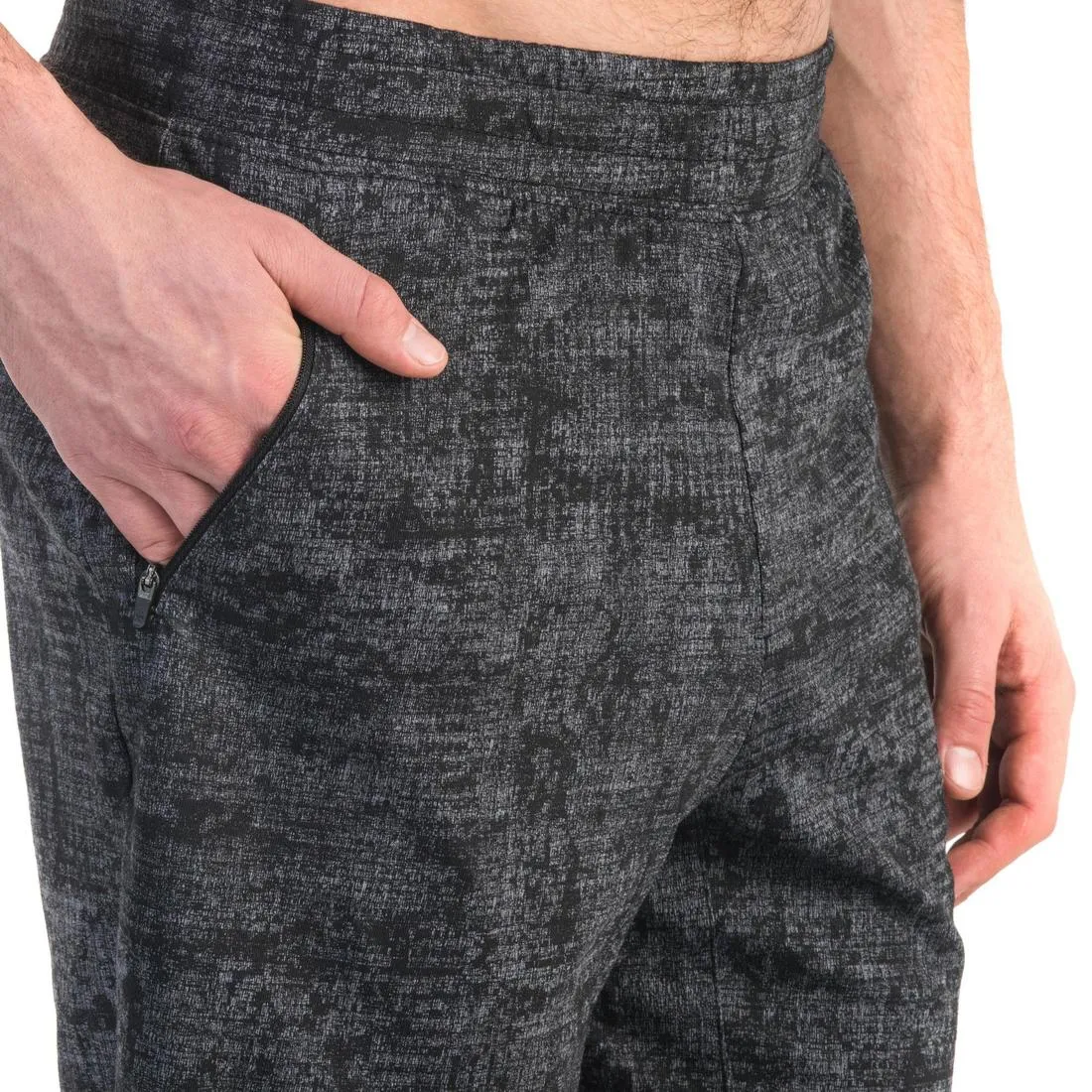 Fitness Long Slim-Fit Stretch Cotton Shorts with Zip Pockets