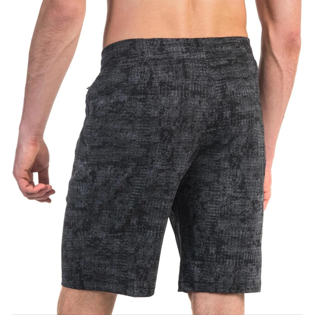 Fitness Long Slim-Fit Stretch Cotton Shorts with Zip Pockets