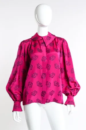 Floral Quilted Dagger Collar Blouse