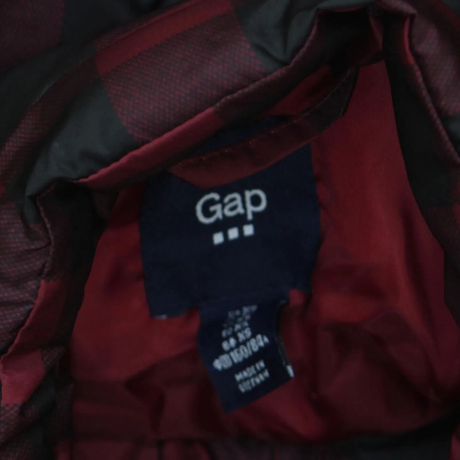 Gap Womens Lumberjack Zip Snap Front Quilted Vest Red / Black Plaid XS