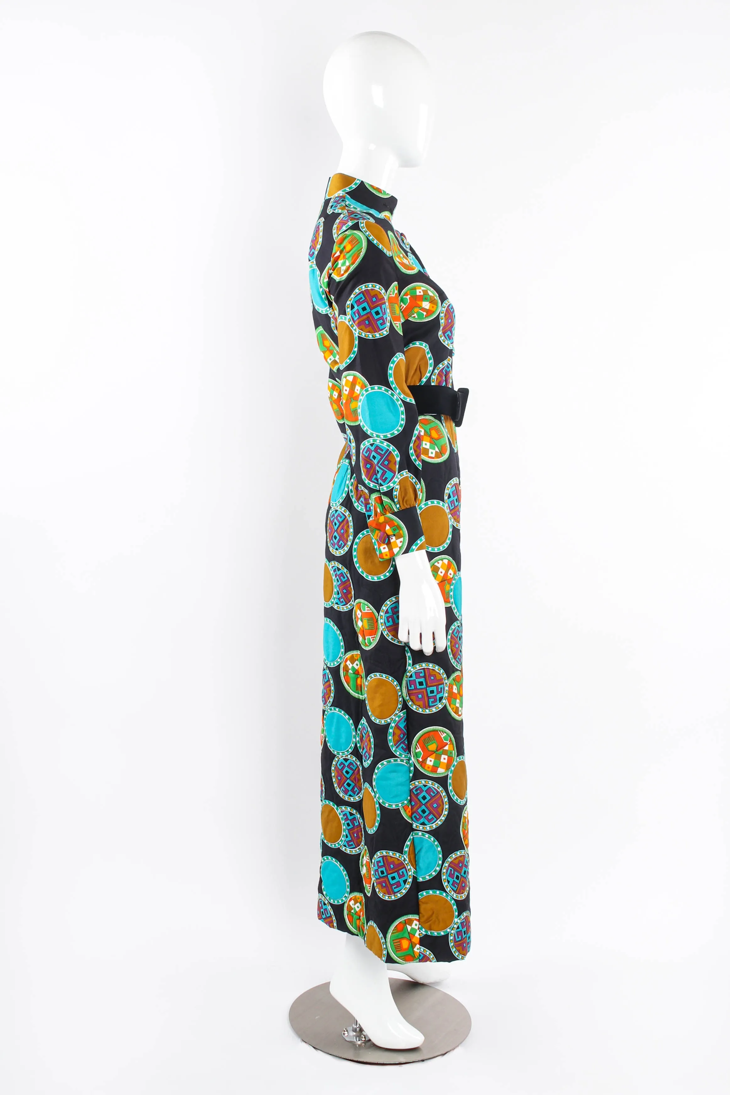 Geometric Print Quilted Hostess Dress
