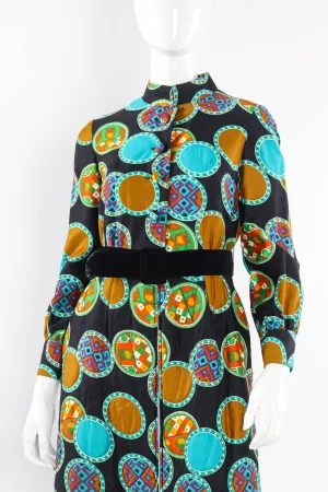 Geometric Print Quilted Hostess Dress