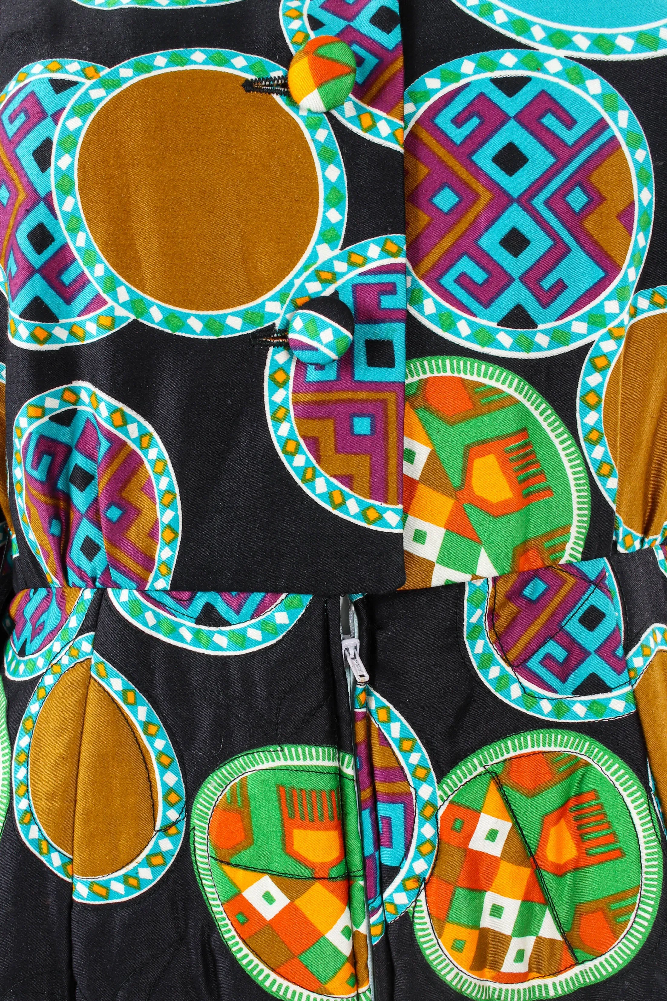 Geometric Print Quilted Hostess Dress