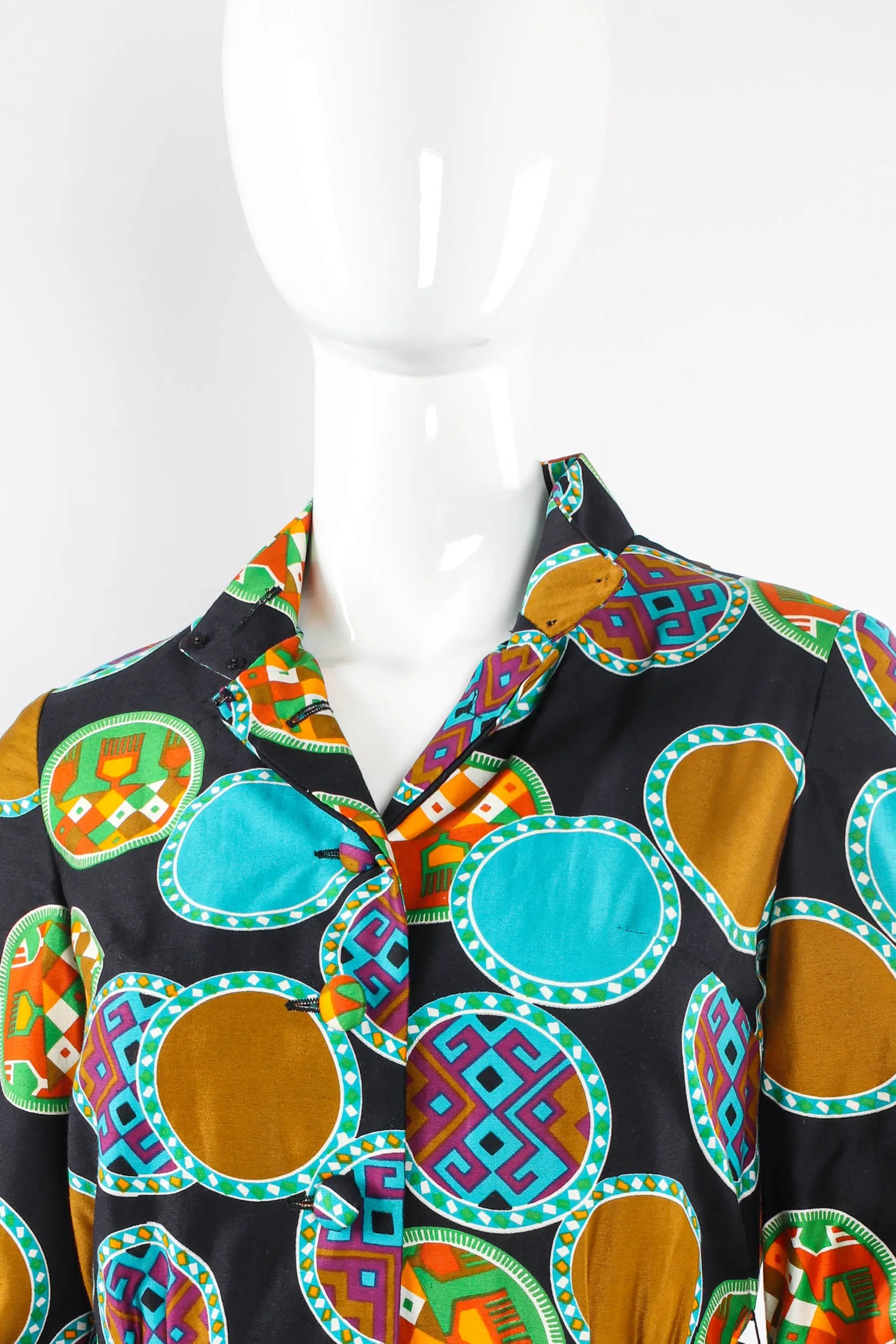Geometric Print Quilted Hostess Dress