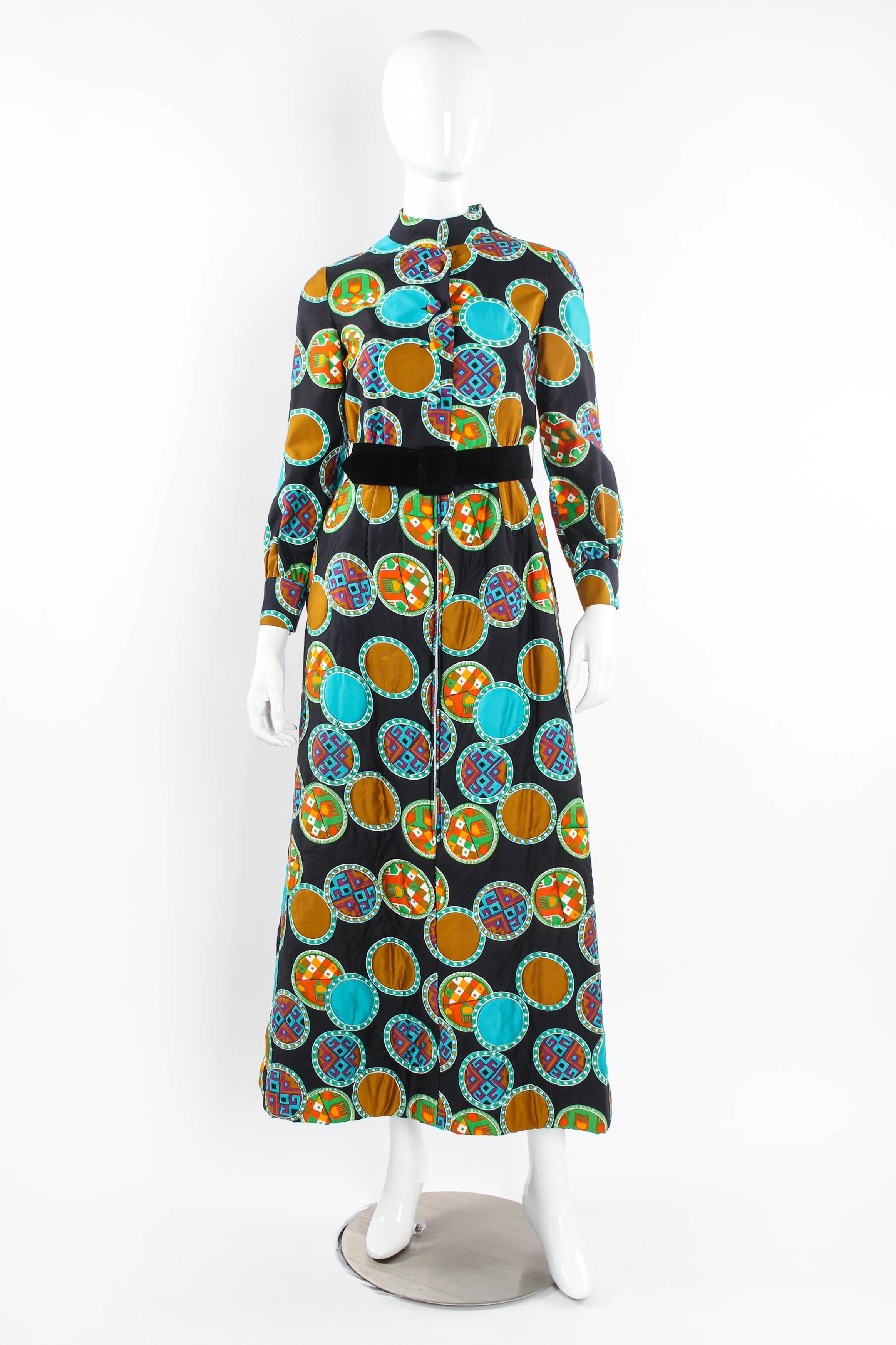 Geometric Print Quilted Hostess Dress