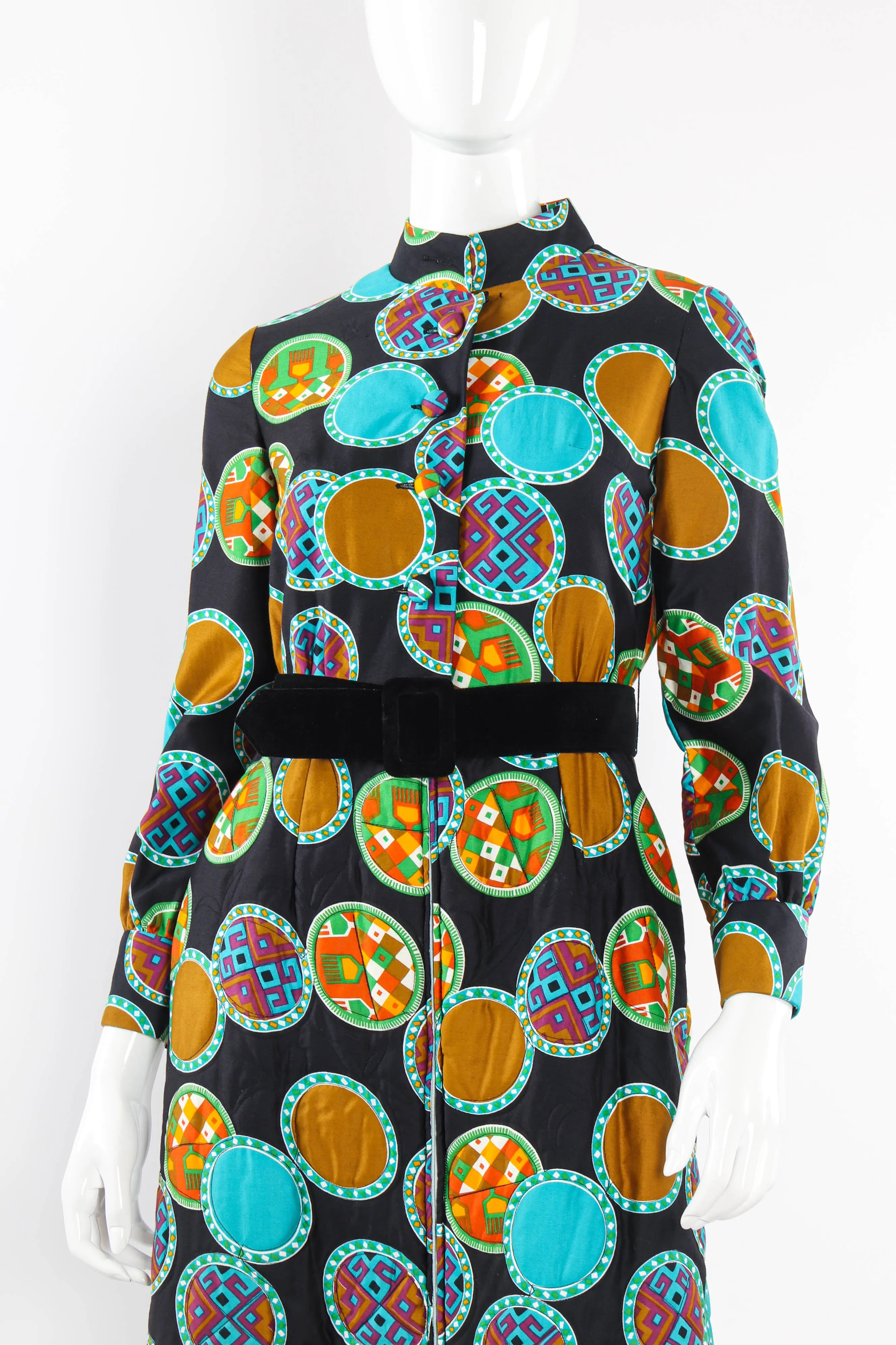 Geometric Print Quilted Hostess Dress