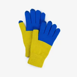 Golden Olive Cobalt Colorblock Knit Touchscreen Gloves