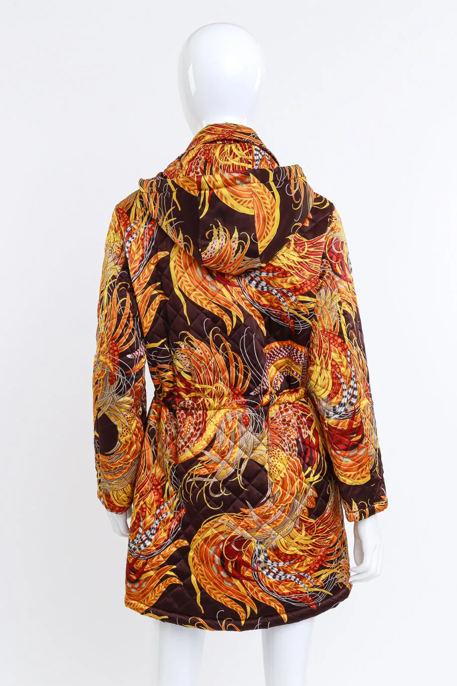 Golden Pheasant Feather Quilted Parka Coat
