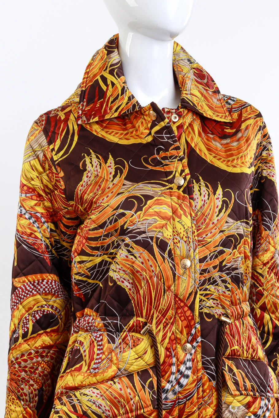 Golden Pheasant Feather Quilted Parka Coat