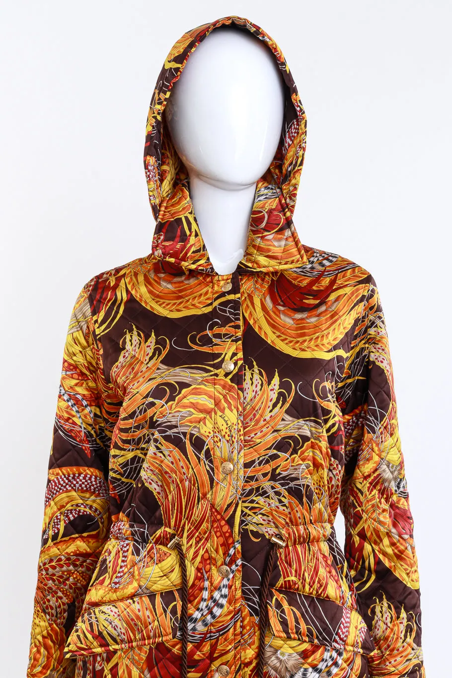 Golden Pheasant Feather Quilted Parka Coat