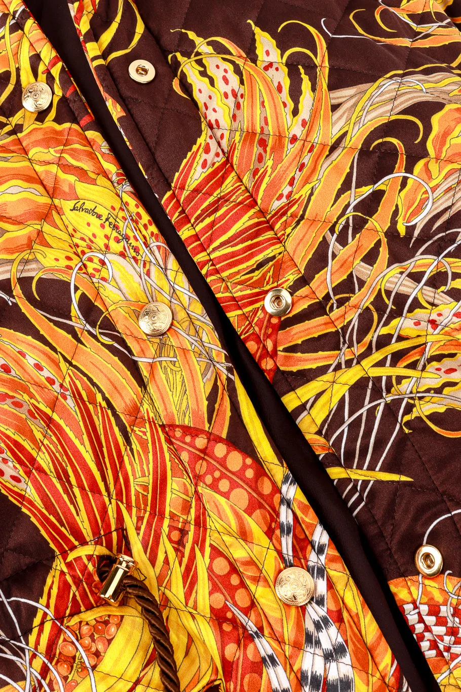 Golden Pheasant Feather Quilted Parka Coat