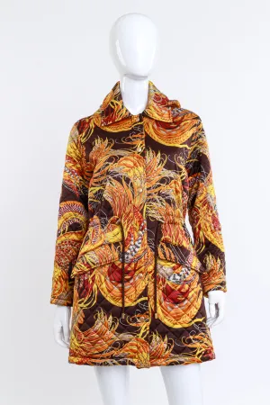 Golden Pheasant Feather Quilted Parka Coat