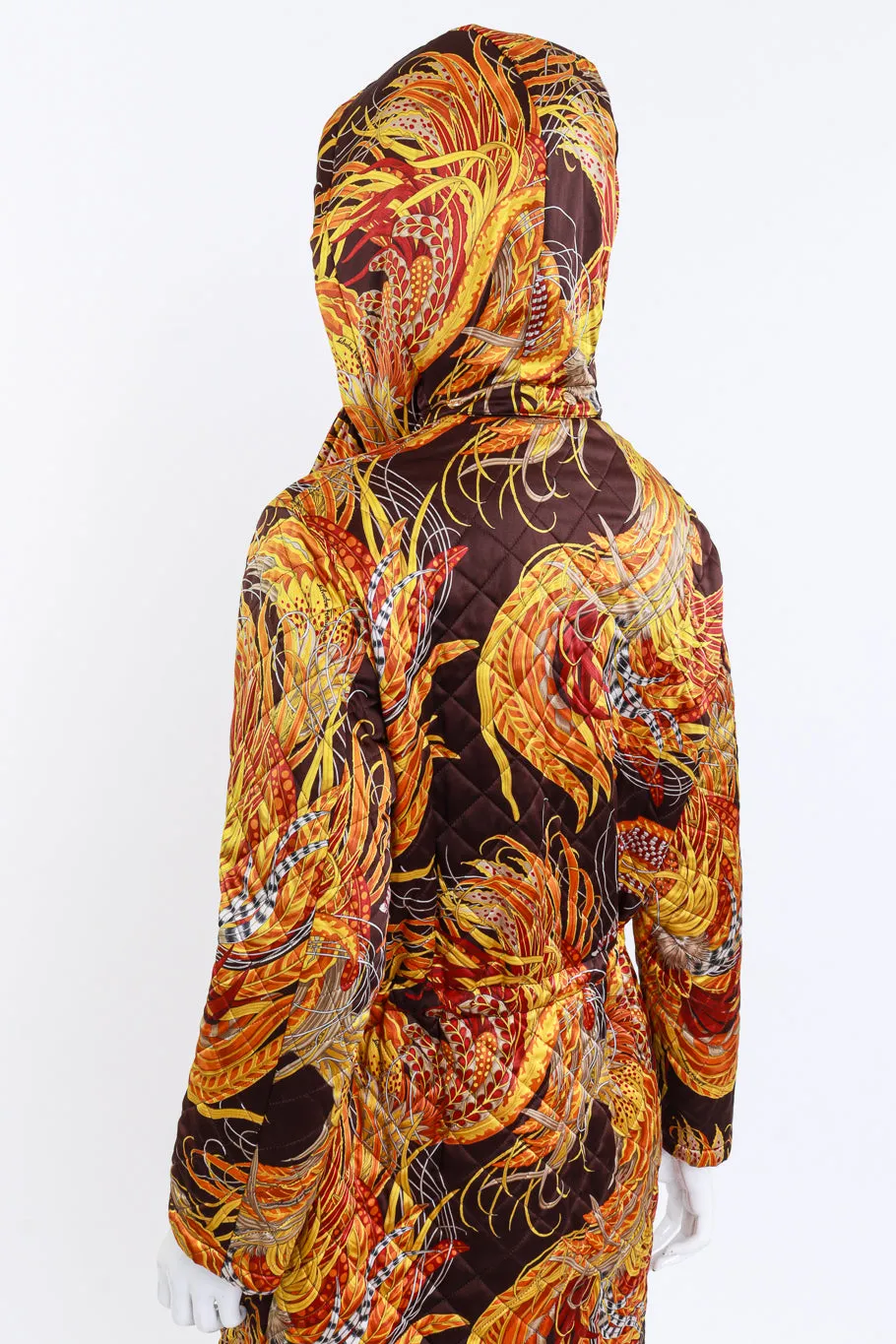 Golden Pheasant Feather Quilted Parka Coat
