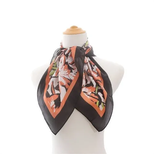 GROOVY FLORAL PRINT SILK SCARF