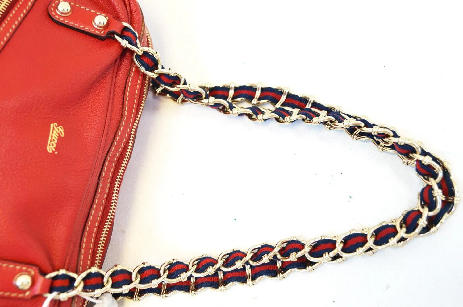 GUCCI Cruise Red Leather Chain Shoulder Bag