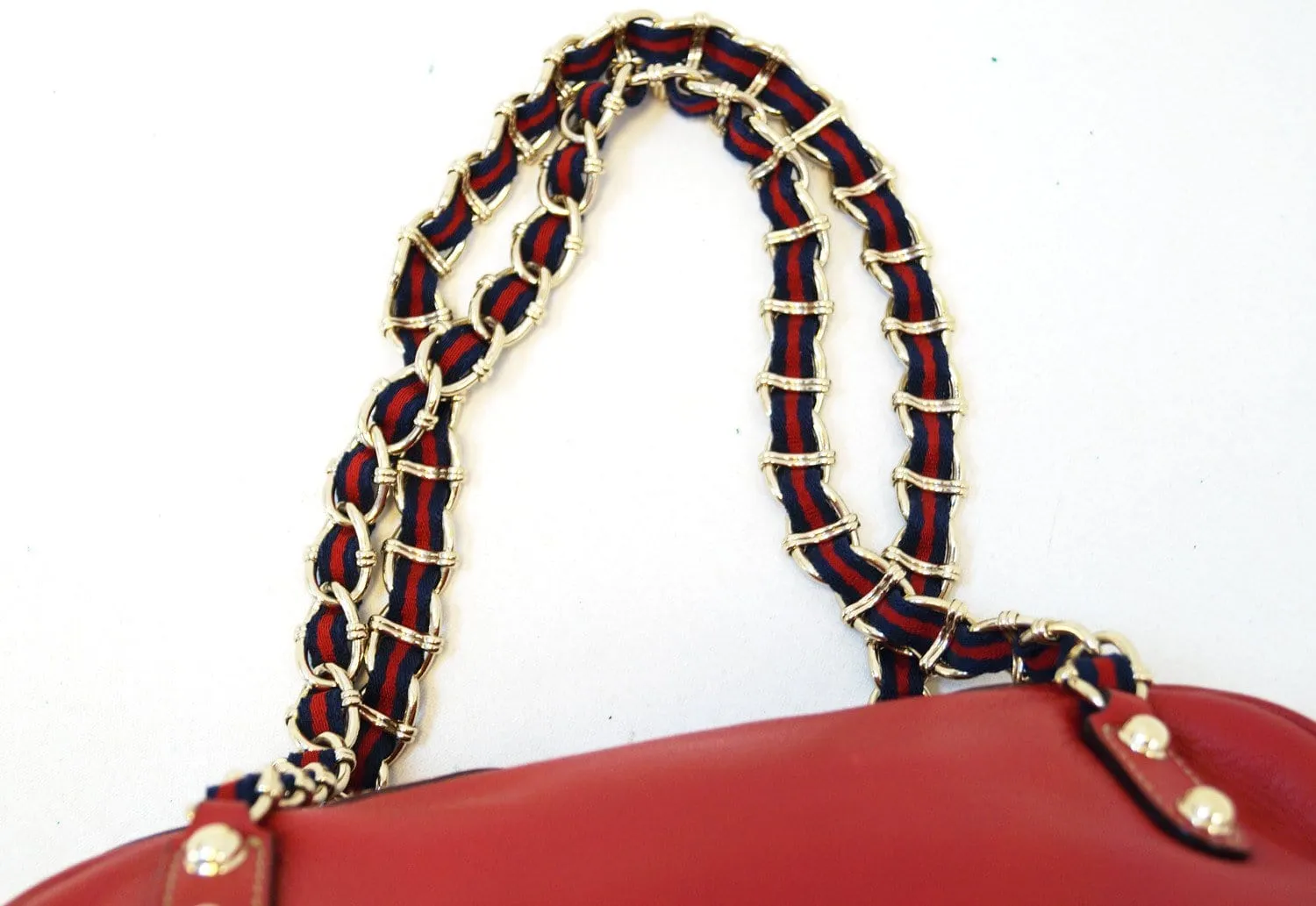 GUCCI Cruise Red Leather Chain Shoulder Bag