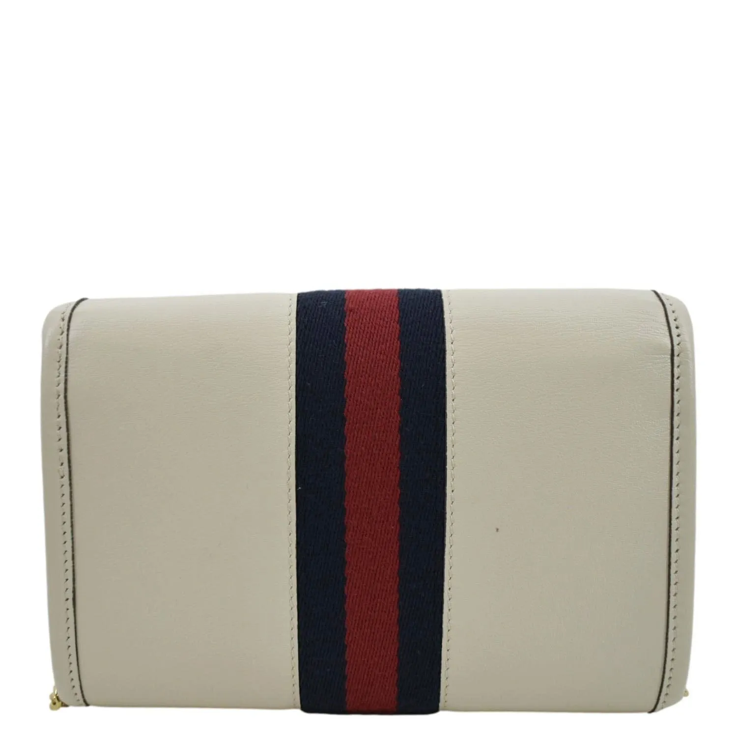 GUCCI Rajah Mini Leather Chain Shoulder Bag White 573797
