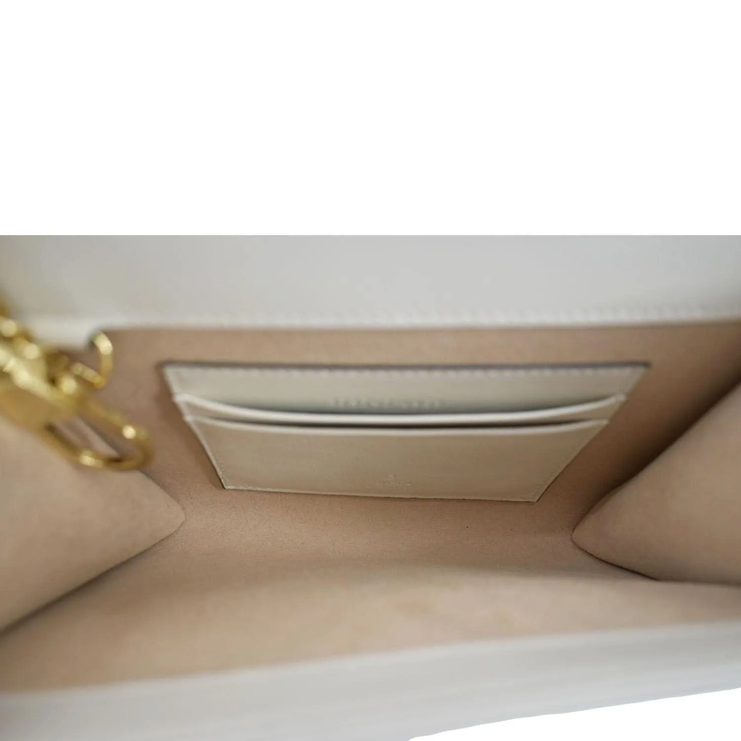 GUCCI Rajah Mini Leather Chain Shoulder Bag White 573797