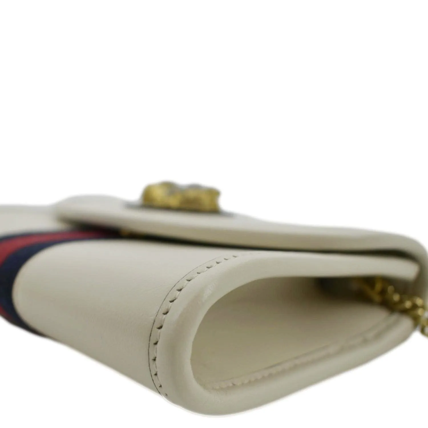 GUCCI Rajah Mini Leather Chain Shoulder Bag White 573797